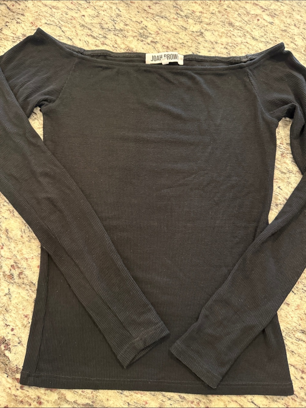 Joah Brown Off Shoulder Ribbed Long Sleeve Top - Picture 2 of 5